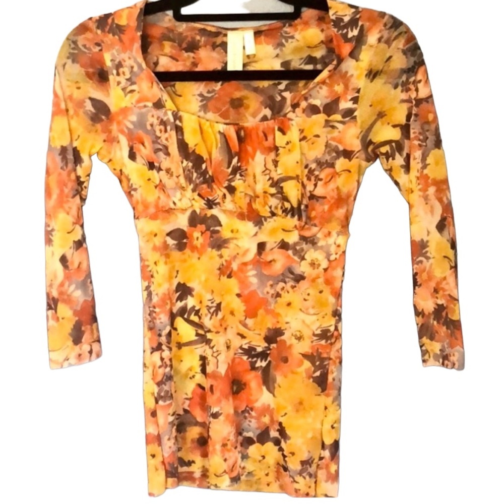 LOFT Fitted Floral Empire Waist Top Size S